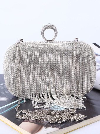 Sac à Main Flapper Robe 1920s Great Gatsby Accessoire En Argent Avec Chaîne Déguisements Halloween
