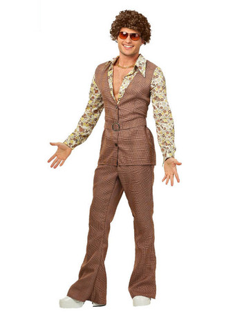 Des années 1970 Costume Rétro Pantalon Imprimé Floral Chemise Gilet Hommes Disco Cosplay Vintage Halloween Déguisement Années 80