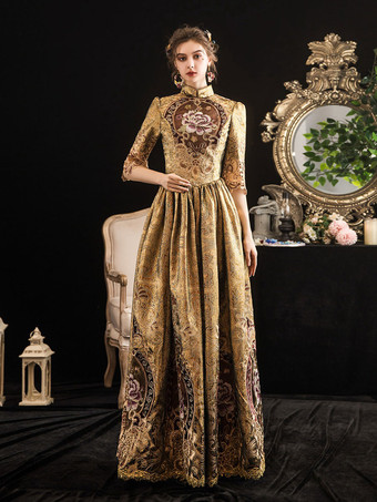 ビクトリア朝のドレスコスチューム女性のブロンドの半袖スタンドカラービクトリア朝時代のスタイルマリーアントワネットコスチュームドレス仮面舞踏会の夜会服