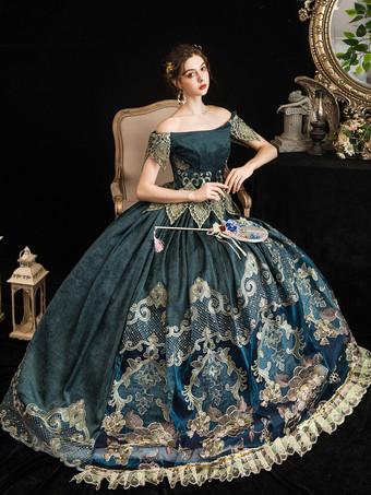 Rococo Champagne Victorian Style Dress Women Prom Gown Clothing