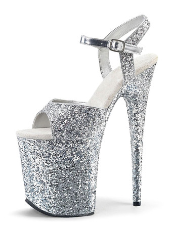 女性のヘーゼルPUレザーのぞき見つま先のスティレットのセクシーな靴のセクシーなサンダル ポールダンスシューズ