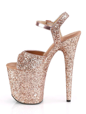 女性のヘーゼルPUレザーのぞき見つま先のスティレットのセクシーな靴のセクシーなサンダル ポールダンスシューズ