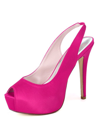 ローズレッドウェディングシューズサテンディープブルーピープトウシューズスチレットヒールバックスリップシューズ