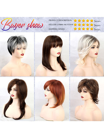 人毛ウィッグホワイトレースフロントショートウィッグ