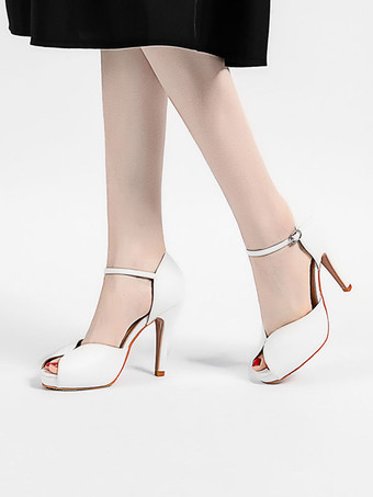 ピープトウシューズスティレットヒールメタル詳細シンプルスリップオンアンクルストラップサンダル