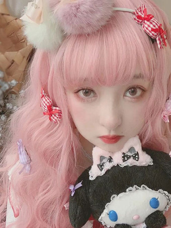 ロリータウィッグロング耐熱性繊維ライトスウィート ロリータウィッグ ピンク