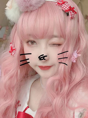 ロリータウィッグロング耐熱性繊維ライトスウィート ロリータウィッグ ピンク