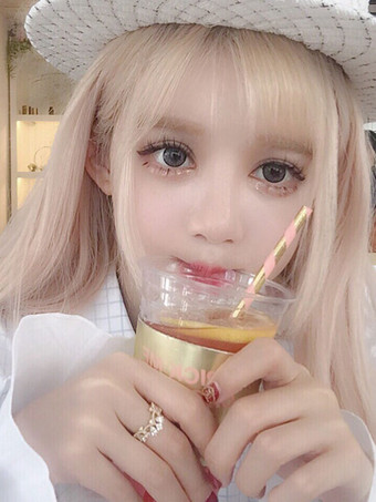 甘いロリータウィッグロング耐熱繊維ブロンドロリータヘアウィッグ