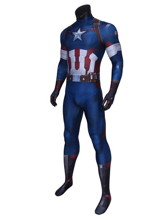 マーベルコミックマーベルのアベンジャーズキャプテンアメリカコスプレコスチュームフィルムライクラスパンデックスキャットスーツ