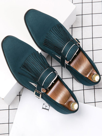 メンズ モンク ローファー シューズ ストラップ 調節可能 アートワーク ラウンドトゥ ポリエステル メンズ ローファー シューズ