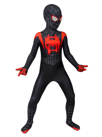 ブラックシルバースパイダーマンマイルズモラレスコスプレジャンプスーツPS4ゲームマーベルコミック子供のためのコスプレ衣装