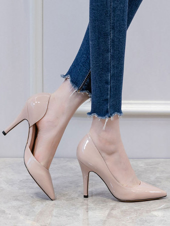 女性のハイヒールスリッポンポインテッドトゥスチレットヒールシンプルロートップブラック