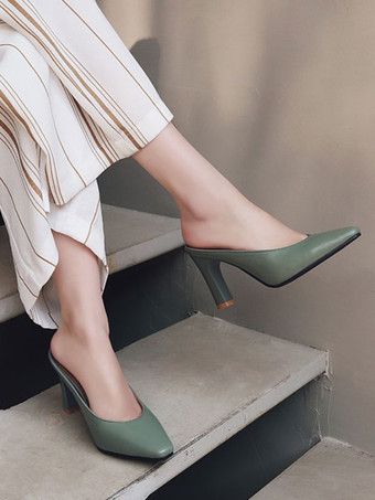 Zoccoli da donna Zoccoli in pelle con maglie Slip-On