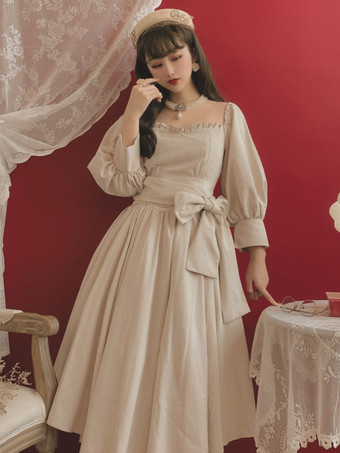 Robe Classique Lolita OP À Manches Bouffantes Lolita Vintage Une Pièce Rétro Robe