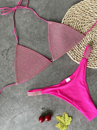 ラインストーン グリッター トライアングル セクシー ビキニ 水着 サマー ビーチ スイムウェア