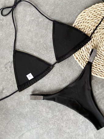 ラインストーン グリッター トライアングル セクシー ビキニ 水着 サマー ビーチ スイムウェア