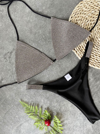 ラインストーン グリッター トライアングル セクシー ビキニ 水着 サマー ビーチ スイムウェア