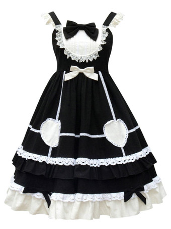 甘いロリータJSKドレスネバーランド弓フリルロリータジャンパースカート