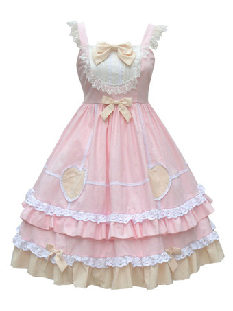 甘いロリータJSKドレスネバーランド弓フリルロリータジャンパースカート