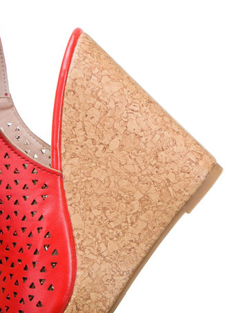 PUレザースリングバックウェッジサンダルを魅力的な女性のためのウェッジサンダル