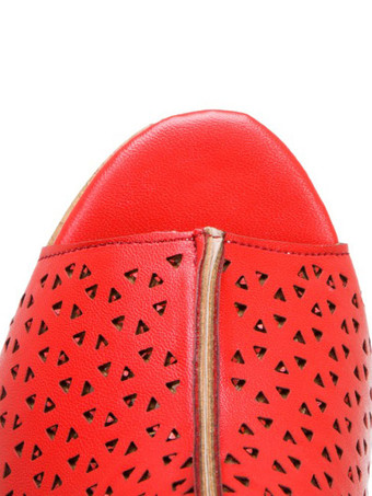 PUレザースリングバックウェッジサンダルを魅力的な女性のためのウェッジサンダル