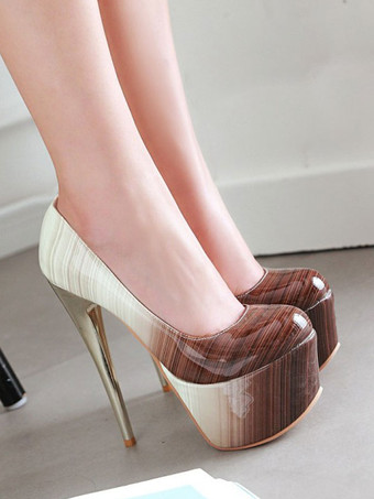 ライトブラウン女性のセクシーなハイヒールの緑の丸いつま先のセクシーな靴