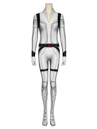 Marvel Comics Marvel 2024 Movie Black Widow Natasha Romanoff White Suit Zentai Jumpsuit Cosplay Costume