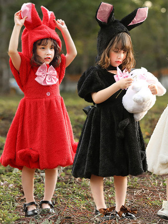 フードハット付きキッズドレスのハロウィンバニーコスチューム