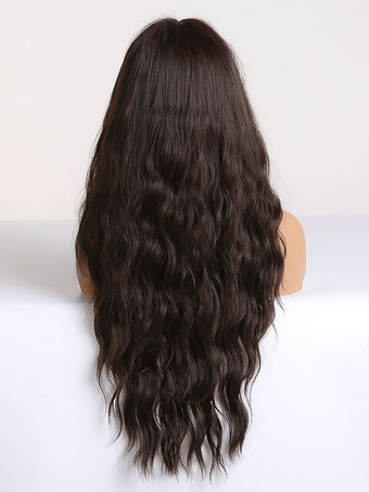 ブラントバング付きロングウィッグカーリー合成ウィッグ