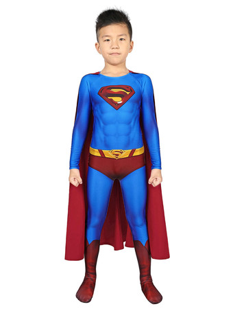 Carnevale DC Comics Superman Clark Kent Lycra Spandex Zentai Costume Cosplay per bambini