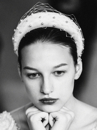 ヘッドピースウェディングヘッドウェアパールヴィンテージブライダルヘアアクセサリー