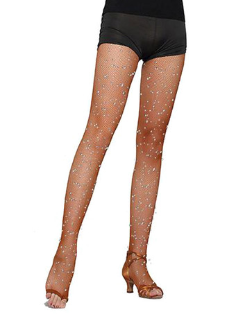 女性のナイロンラインストーンダンスタイツ