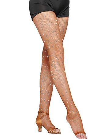 Women Nylon Rhinestones Dance Tights - Milanoo.com