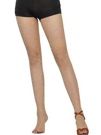 女性のナイロンラインストーンダンスタイツ