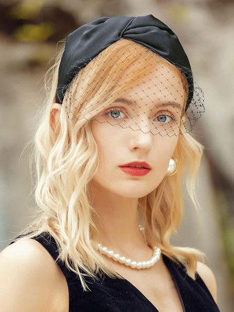 noir Rétro chapeau bibi Bows Couvre-chef Rétro Accessoires Costume