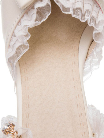 甘いロリータシューズリボンPUレザーチャンキーヒールロリータパンプス