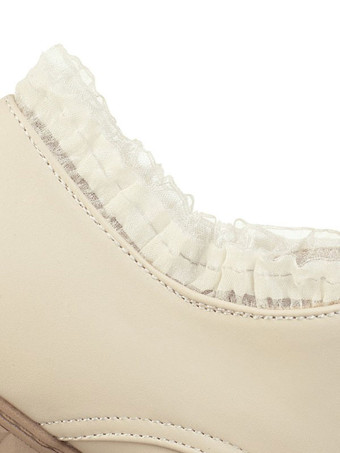 甘いロリータシューズラウンドトゥチャンキーヒールPUレザーロリータシューズ