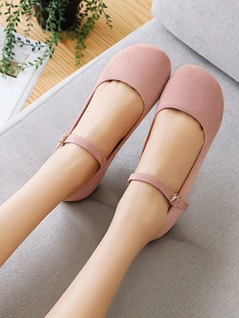 Calzado plano de Lolita Zapatos de tacón de Lolita con correa en el tobillo y punta redonda