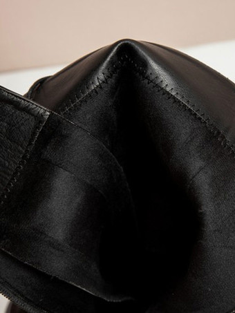 ニーハイブーツ ブラック ラウンドトゥ 調節可能なストラップ フラットフォーム デイリー カジュアル レディース ブーツ