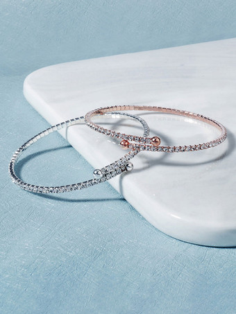 ブライダル用ウェディングブレスレットシルバーラインストーン