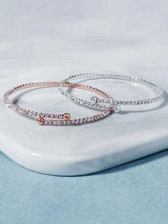 ブライダル用ウェディングブレスレットシルバーラインストーン