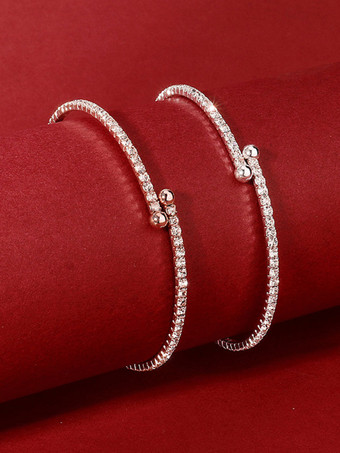 ブライダル用ウェディングブレスレットシルバーラインストーン