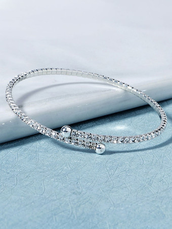 ブライダル用ウェディングブレスレットシルバーラインストーン