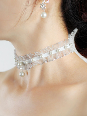 ブライダルパールレースチョーカー