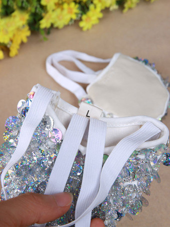 ベリーダンスのスリッパの靴は大人のためのスワロフスキースリッパシルバーダンスの履物