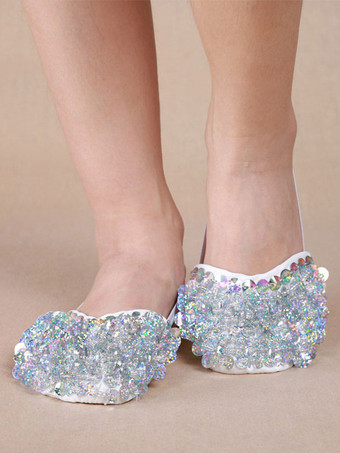 ベリーダンスのスリッパの靴は大人のためのスワロフスキースリッパシルバーダンスの履物