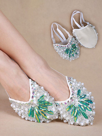 ベリーダンスシューズシルバーブリンブリンスリッパダンスシューズ