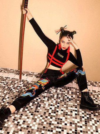 ジャズダンスコスチューム中華風トップパンツダンスウェア