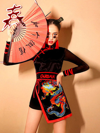 ジャズダンス衣装中国風Qipaoプレイスーツダンスウェア