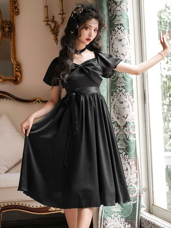 Classic Lolita OP Dress Seine Bows Short Sleeve Lolita One Piece Dresses